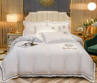 HKM-340819 Silk Satin Summer Four-Piece Bedding Set with Quilt Cover in Multiple Colors