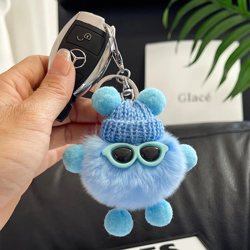HKM-340819 Small Plush Animal Keychain Pendant for Bags and Car Keys - Cute Gift for Kids and Adults