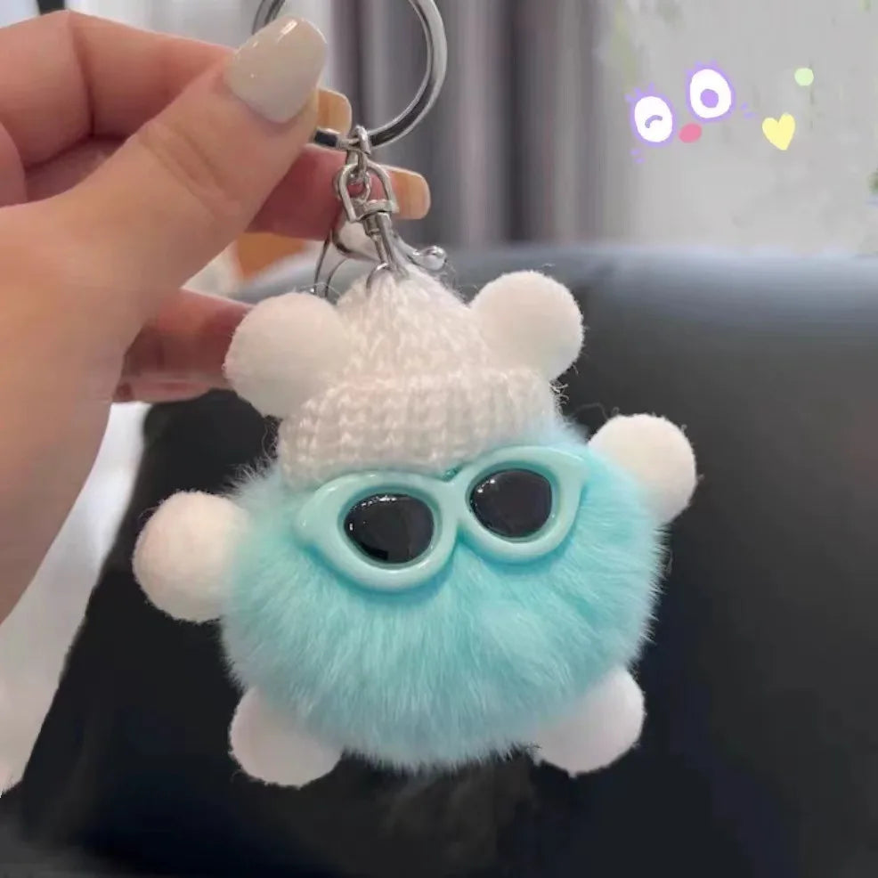 HKM-340819 Small Plush Animal Keychain Pendant for Bags and Car Keys - Cute Gift for Kids and Adults