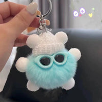 HKM-340819 Small Plush Animal Keychain Pendant for Bags and Car Keys - Cute Gift for Kids and Adults