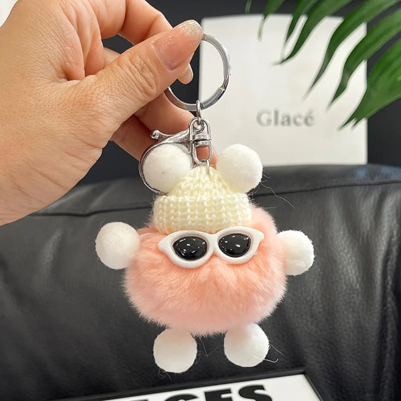 HKM-340819 Small Plush Animal Keychain Pendant for Bags and Car Keys - Cute Gift for Kids and Adults