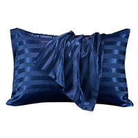 HKM-341139 Jacquard Satin Stripe Envelope Pillowcase Set - Soft Polyester Fiber, Multiple Sizes Available