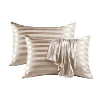 HKM-341139 Jacquard Satin Stripe Envelope Pillowcase Set - Soft Polyester Fiber, Multiple Sizes Available