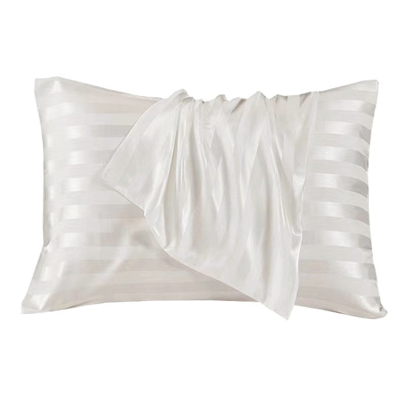 HKM-341139 Jacquard Satin Stripe Envelope Pillowcase Set - Soft Polyester Fiber, Multiple Sizes Available