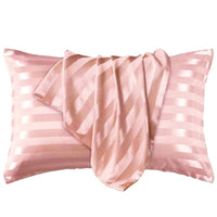 HKM-341139 Jacquard Satin Stripe Envelope Pillowcase Set - Soft Polyester Fiber, Multiple Sizes Available