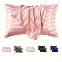 HKM-341139 Jacquard Satin Stripe Envelope Pillowcase Set - Soft Polyester Fiber, Multiple Sizes Available
