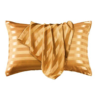 HKM-341139 Jacquard Satin Stripe Envelope Pillowcase Set - Soft Polyester Fiber, Multiple Sizes Available