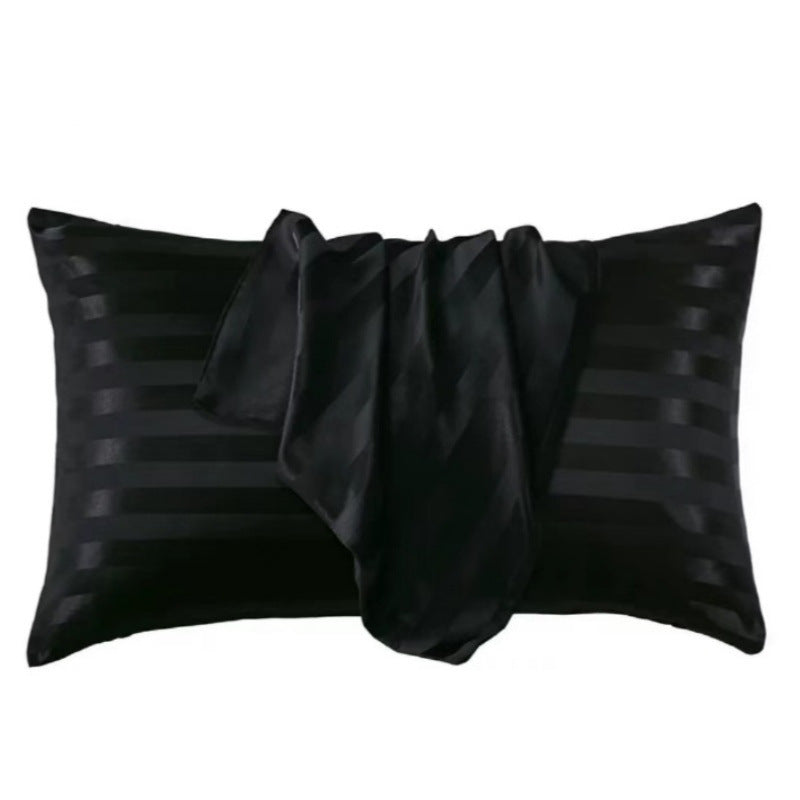 HKM-341139 Jacquard Satin Stripe Envelope Pillowcase Set - Soft Polyester Fiber, Multiple Sizes Available