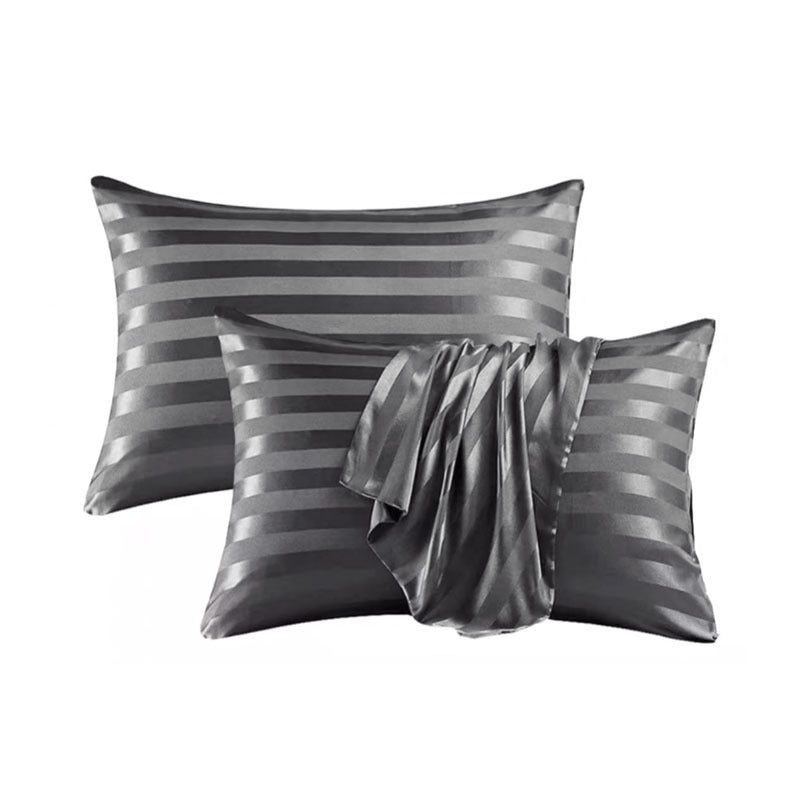 HKM-341139 Jacquard Satin Stripe Envelope Pillowcase Set - Soft Polyester Fiber, Multiple Sizes Available