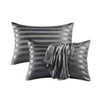 HKM-341139 Jacquard Satin Stripe Envelope Pillowcase Set - Soft Polyester Fiber, Multiple Sizes Available