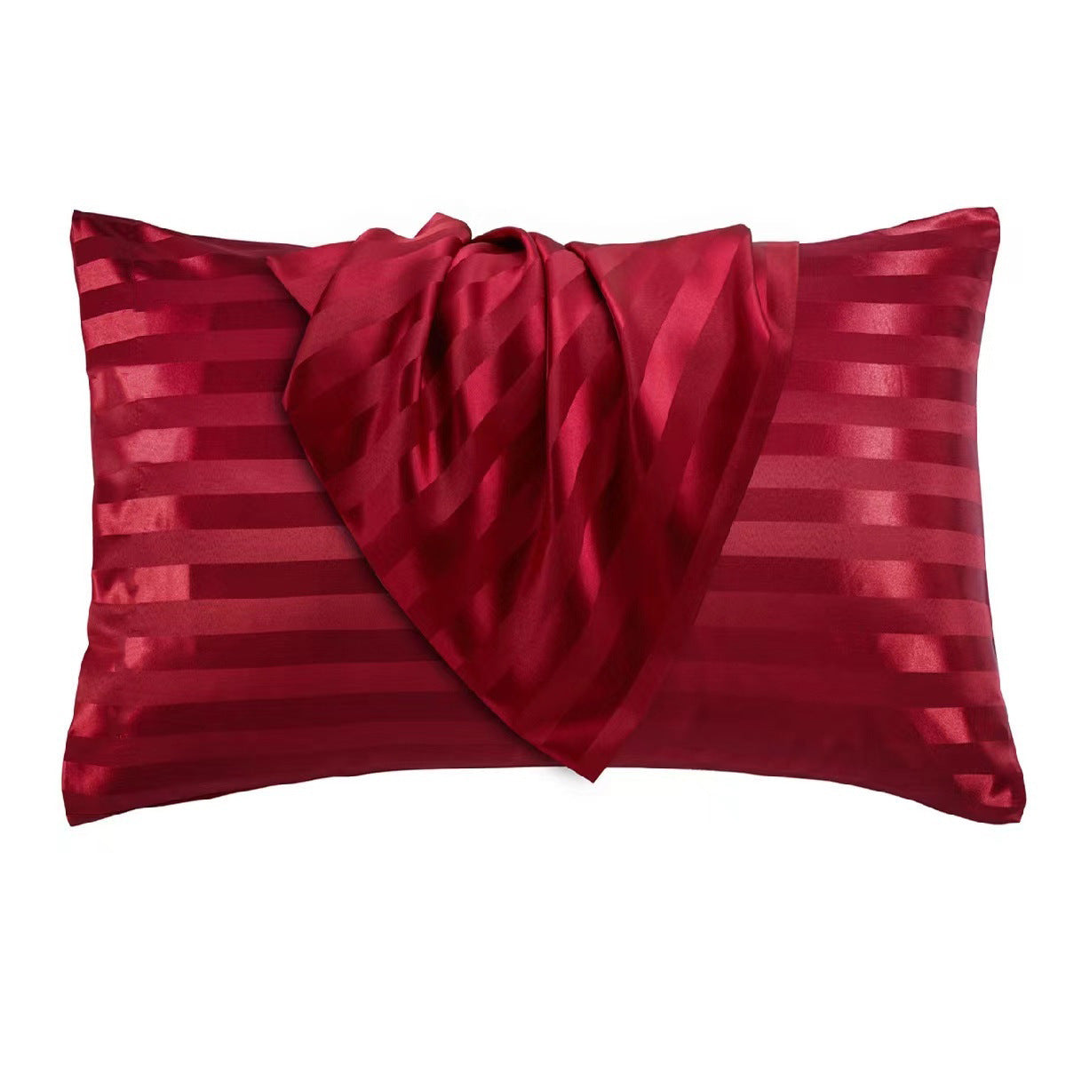 HKM-341139 Jacquard Satin Stripe Envelope Pillowcase Set - Soft Polyester Fiber, Multiple Sizes Available