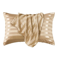 HKM-341139 Jacquard Satin Stripe Envelope Pillowcase Set - Soft Polyester Fiber, Multiple Sizes Available