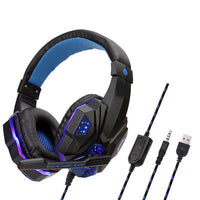 HKM-341203 Illuminated Wired Gaming Headset with Adjustable Microphone and Volume Control