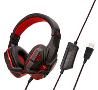 HKM-341203 Illuminated Wired Gaming Headset with Adjustable Microphone and Volume Control