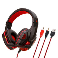 HKM-341203 Illuminated Wired Gaming Headset with Adjustable Microphone and Volume Control