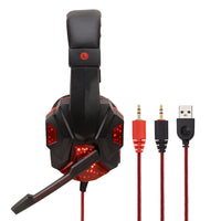 HKM-341203 Illuminated Wired Gaming Headset with Adjustable Microphone and Volume Control