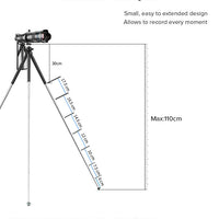 HKM-341203 Telescopic Tripod for Smartphones - 110CM Height, 7 Sections, High Elastic Rubber, Waterproof, Anti-Skid