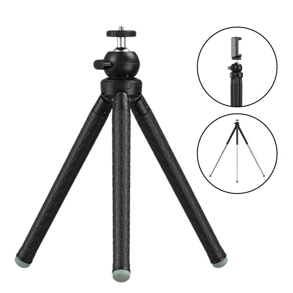 HKM-341203 Telescopic Tripod for Smartphones - 110CM Height, 7 Sections, High Elastic Rubber, Waterproof, Anti-Skid
