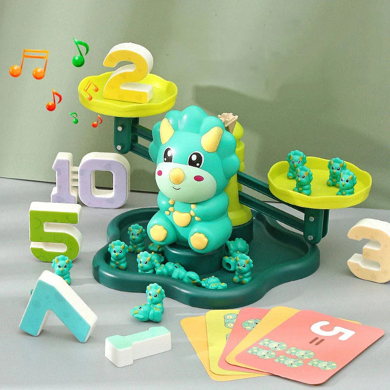 HKM-341715 Math Teaching Stack Balance Toy for Kids - Early Learning Dinosaurs Logic Game