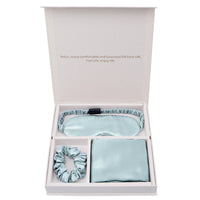 HKM-341971 Silk Eye Mask Gift Set with Pillowcase and Scrunchie - Breathable, Hypoallergenic, Anti-Aging