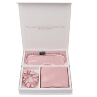 HKM-341971 Silk Eye Mask Gift Set with Pillowcase and Scrunchie - Breathable, Hypoallergenic, Anti-Aging