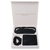 HKM-341971 Silk Eye Mask Gift Set with Pillowcase and Scrunchie - Breathable, Hypoallergenic, Anti-Aging