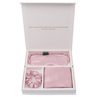 HKM-341971 Silk Eye Mask Gift Set with Pillowcase and Scrunchie - Breathable, Hypoallergenic, Anti-Aging