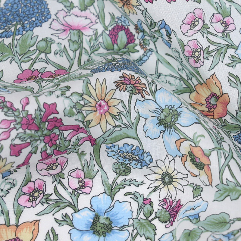 HKM-341971 Soft 100-Count Tana Lawn Cotton Fabric - Rachel Blue Flower, 25cm x 135cm