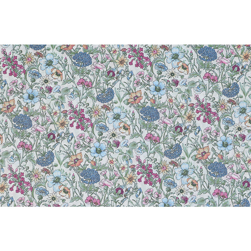 HKM-341971 Soft 100-Count Tana Lawn Cotton Fabric - Rachel Blue Flower, 25cm x 135cm