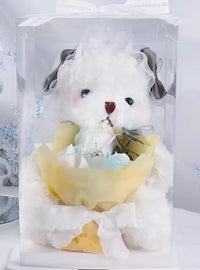 HKM-341971 Teddy Bear with Soap Flower Bouquet Gift Box - Ideal for Kids Ages 2 and Up