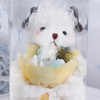 HKM-341971 Teddy Bear with Soap Flower Bouquet Gift Box - Ideal for Kids Ages 2 and Up