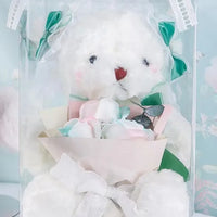 HKM-341971 Teddy Bear with Soap Flower Bouquet Gift Box - Ideal for Kids Ages 2 and Up