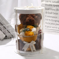 HKM-341971 Teddy Bear with Soap Flower Bouquet Gift Box - Ideal for Kids Ages 2 and Up
