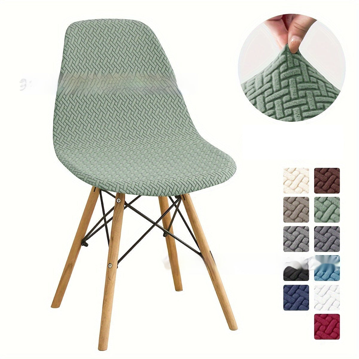 KTX-342035 Long Plaid Jacquard Chair Cover in Modern Geometric Design - Multiple Colors Available