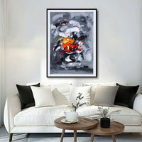 HKM-342227 Abstract Grey Handmade Oil Painting on Canvas - Modern Vertical Wall Art for Living Room and Home Decor