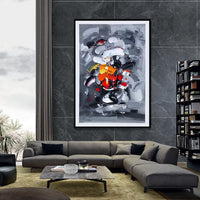 HKM-342227 Abstract Grey Handmade Oil Painting on Canvas - Modern Vertical Wall Art for Living Room and Home Decor
