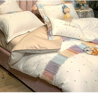 HKM-342291 Embroidered Star Geometry Duvet Cover Set in Pure Long-Staple Cotton