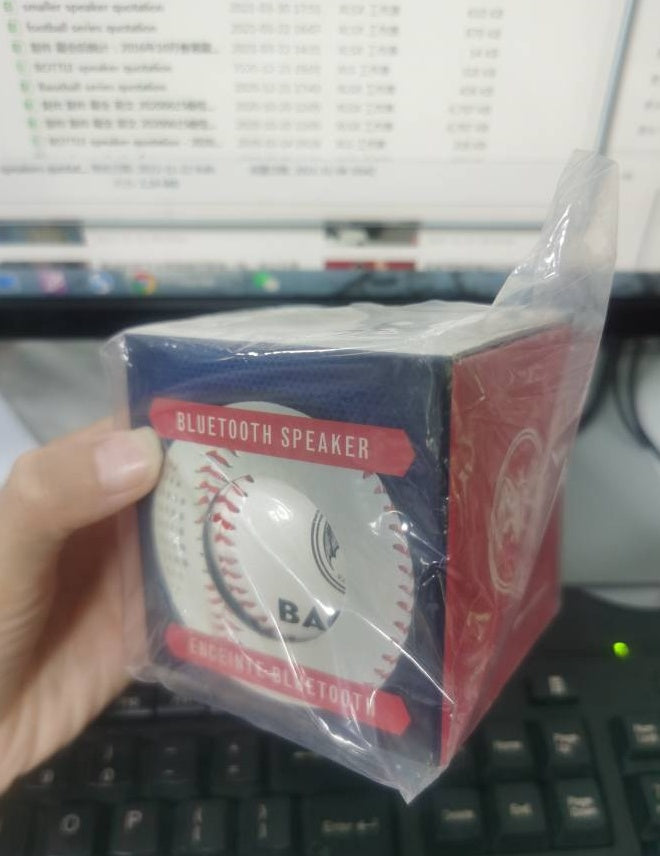 HKM-342355 Bluetooth Baseball Home Speaker - 600mAh Battery, USB Interface, 3W Output, White/Orange/Green