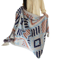 HKM-342611 Bohemian Knitted Sofa Blanket with Geometric Pattern in Acrylic Cashmere - Multiple Sizes Available
