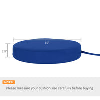 HKM-342675 Set of 4 Round Outdoor Seat Cushions, Navy Blue, Machine Washable, Fits 15-15.7 Inch Chairs