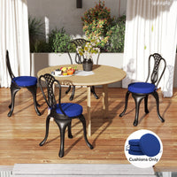 HKM-342675 Set of 4 Round Outdoor Seat Cushions, Navy Blue, Machine Washable, Fits 15-15.7 Inch Chairs