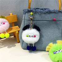 HKM-343123 Cute Cartoon Doll Keychain with Furry Ball Handbag Pendant for Kids and Teens