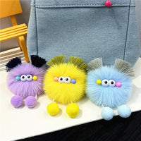 HKM-343123 Cute Cartoon Doll Keychain with Furry Ball Handbag Pendant for Kids and Teens