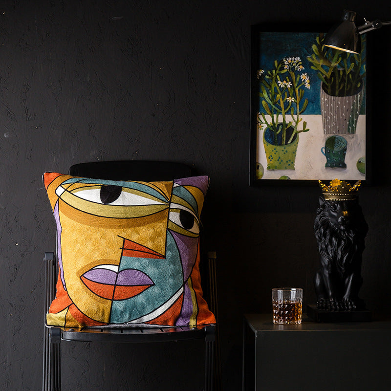 HKM-343251 Geometric Abstraction Cotton Pillowcase - European Style Cushion Cover
