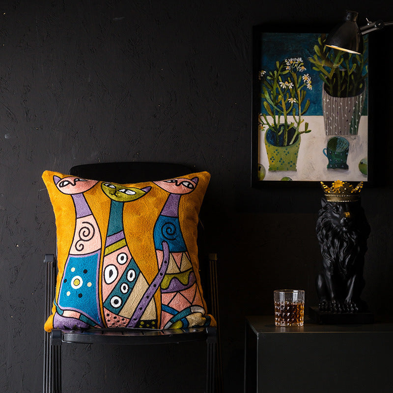 HKM-343251 Geometric Abstraction Cotton Pillowcase - European Style Cushion Cover
