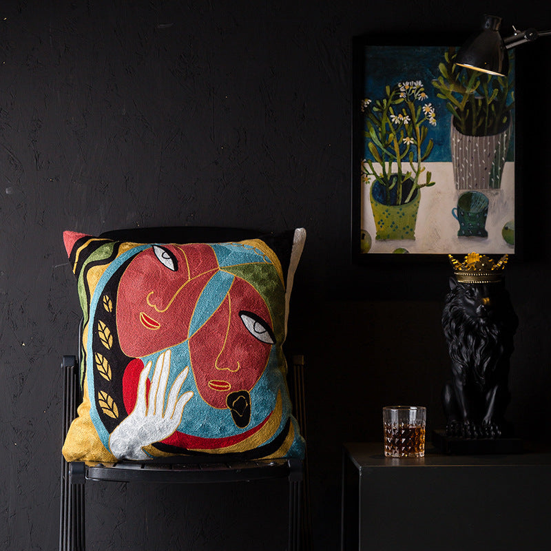 HKM-343251 Geometric Abstraction Cotton Pillowcase - European Style Cushion Cover