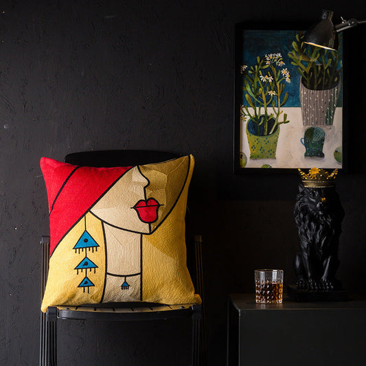 HKM-343251 Geometric Abstraction Cotton Pillowcase - European Style Cushion Cover
