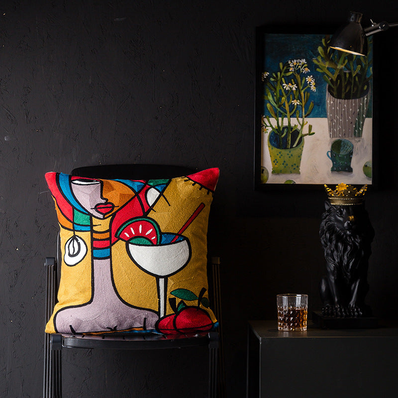HKM-343251 Geometric Abstraction Cotton Pillowcase - European Style Cushion Cover