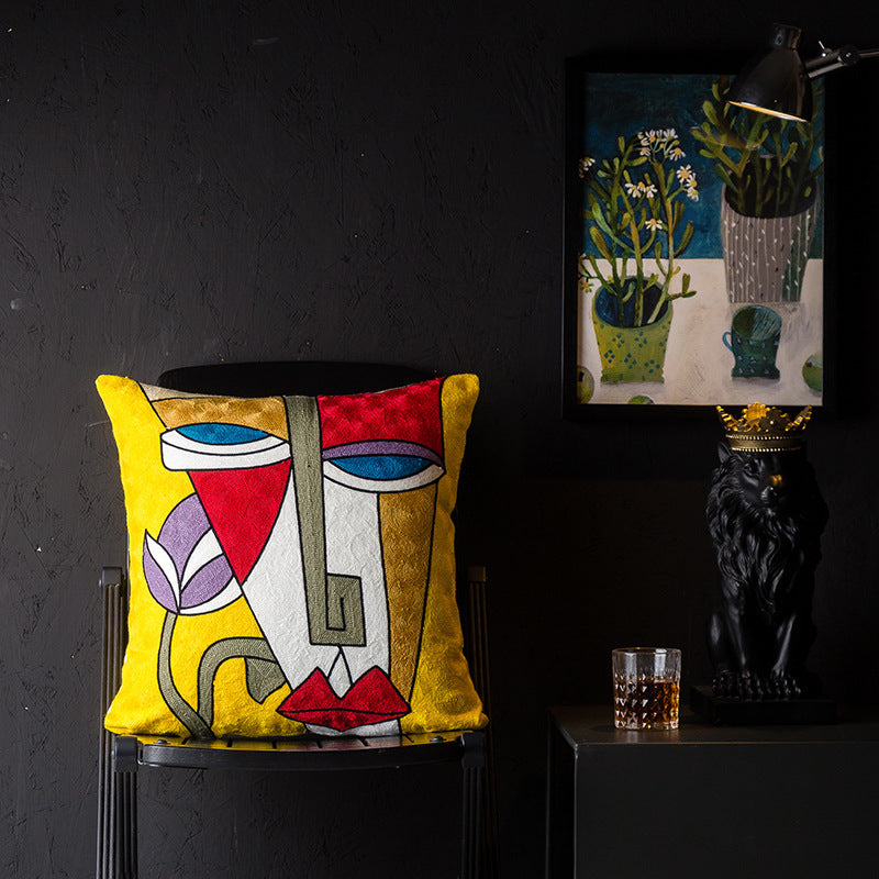 HKM-343251 Geometric Abstraction Cotton Pillowcase - European Style Cushion Cover