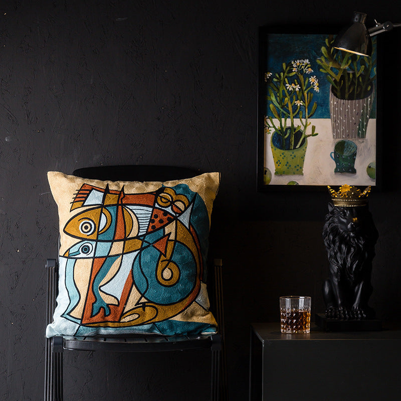 HKM-343251 Geometric Abstraction Cotton Pillowcase - European Style Cushion Cover